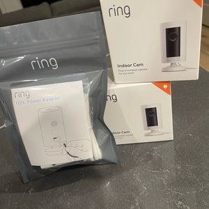 Two RING indoor cameras and 1-10ft power adapter extension.